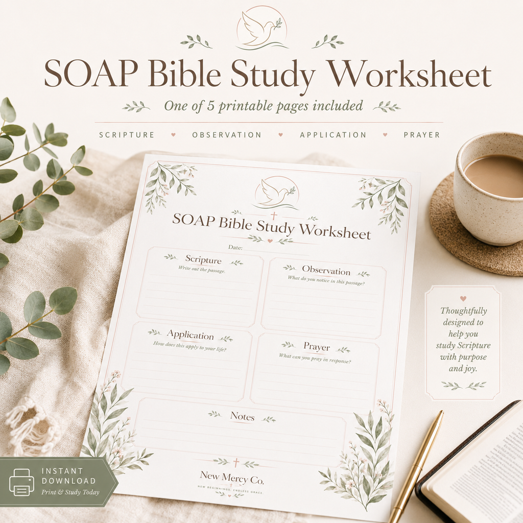 Bible Study Worksheets Printable Bundle | Faith-Based Digital Download