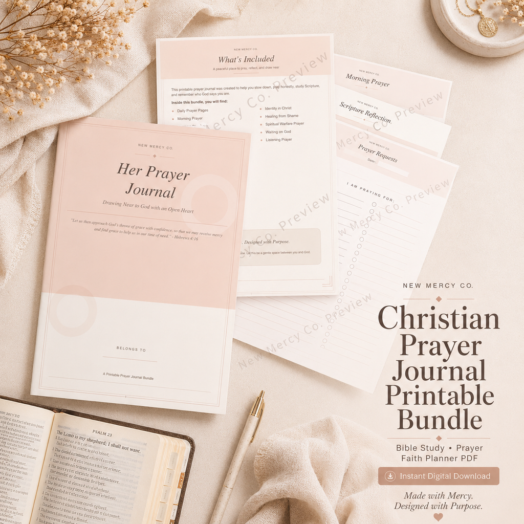 Her Prayer Journal Printable Bundle | Christian Quite Time & Bible Study PDF