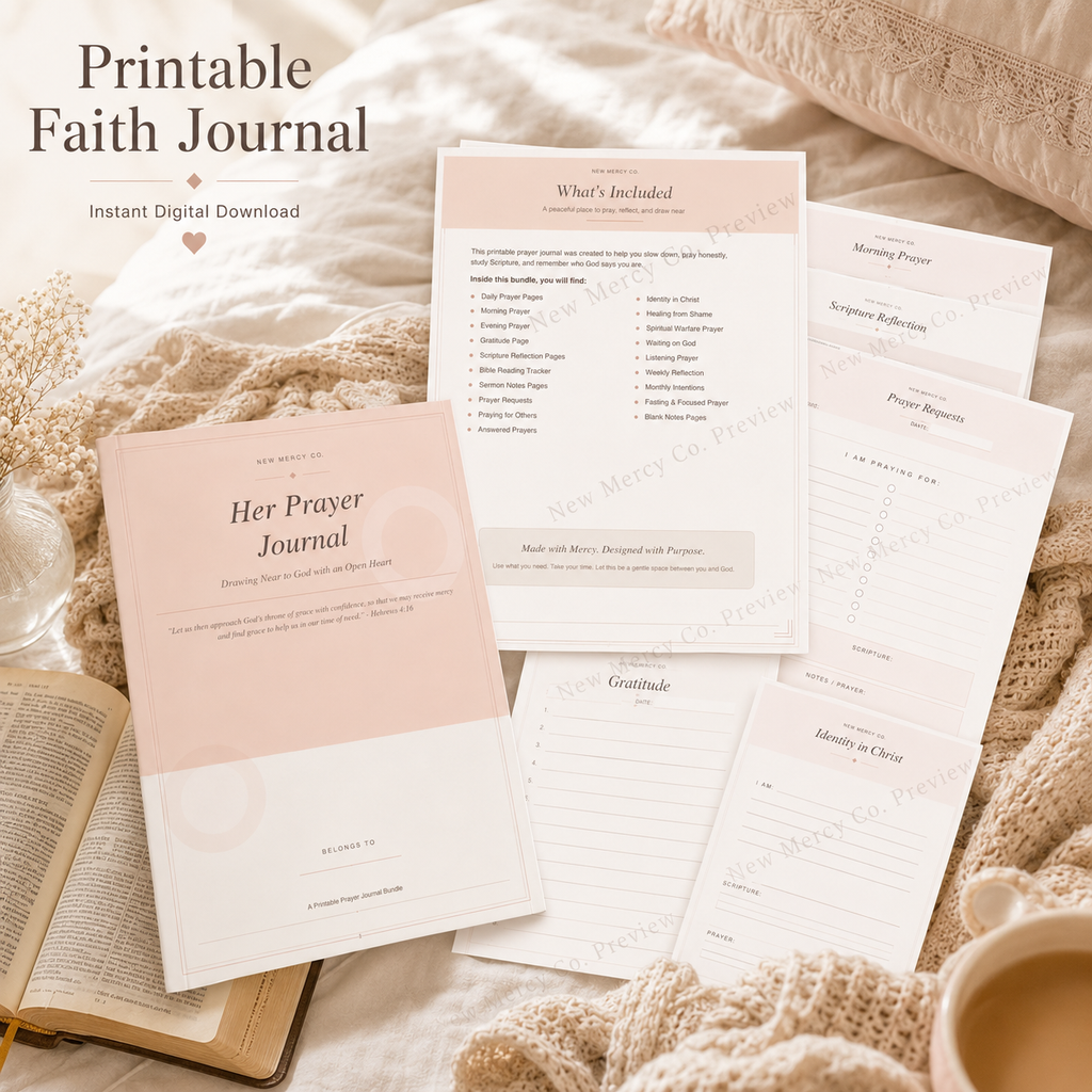 Her Prayer Journal Printable Bundle | Christian Quite Time & Bible Study PDF